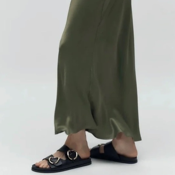 Zara Buckled Flat Leather Black Sandals Woman’s Size 9 - Picture 7 of 10